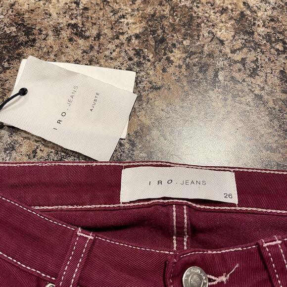 NWT IRO Jeans Jarod Skinny Dark Academia Cottage Fall Boho Indie Wine Red 26 - Picture 2 of 5